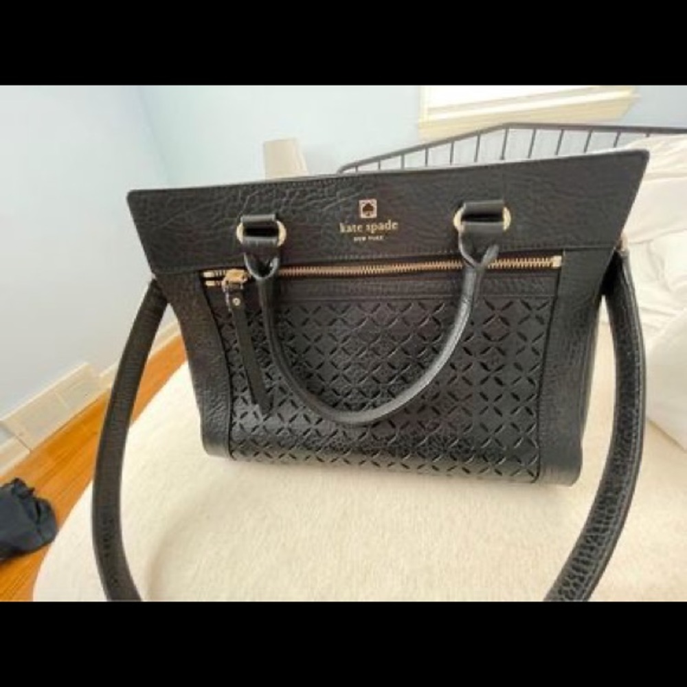 Kate Spade hand bag with shoulder bag strap- black